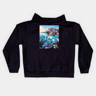 Ocean African Japanese Animal Animals Group Scene Kids Hoodie